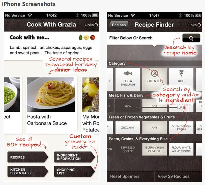Cook with Grazia app screenshots
