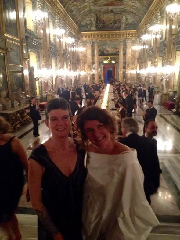 Elisa Tozzi Piccini (right) at Galleria Colonna private dinner