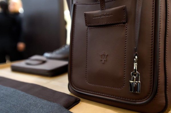 Maserati Zegna capsule collection leather bag